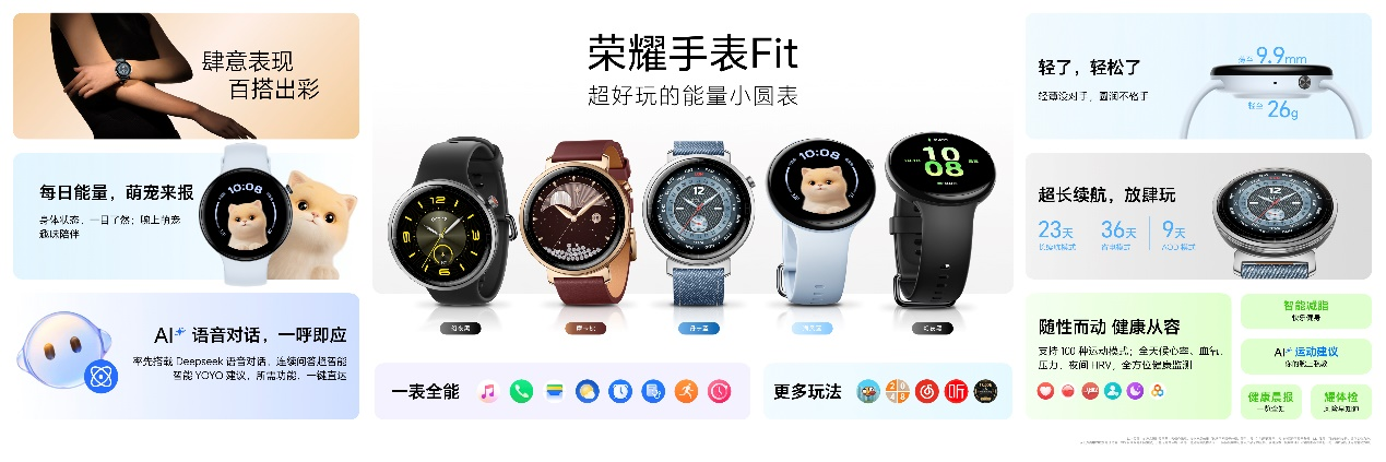 “超好玩的能量小圆表”荣耀手表Fit正式发布，国补到手价424.15元起