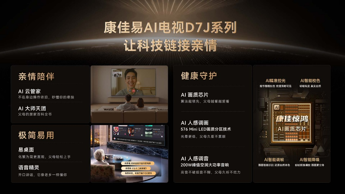 康佳易AI电视D7J系列，让爸妈的电视时光不再“卡壳”